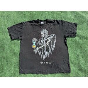 Warren Lotas Time Is Precious Grim Reaper Graphic T-Shirt Black Size XL